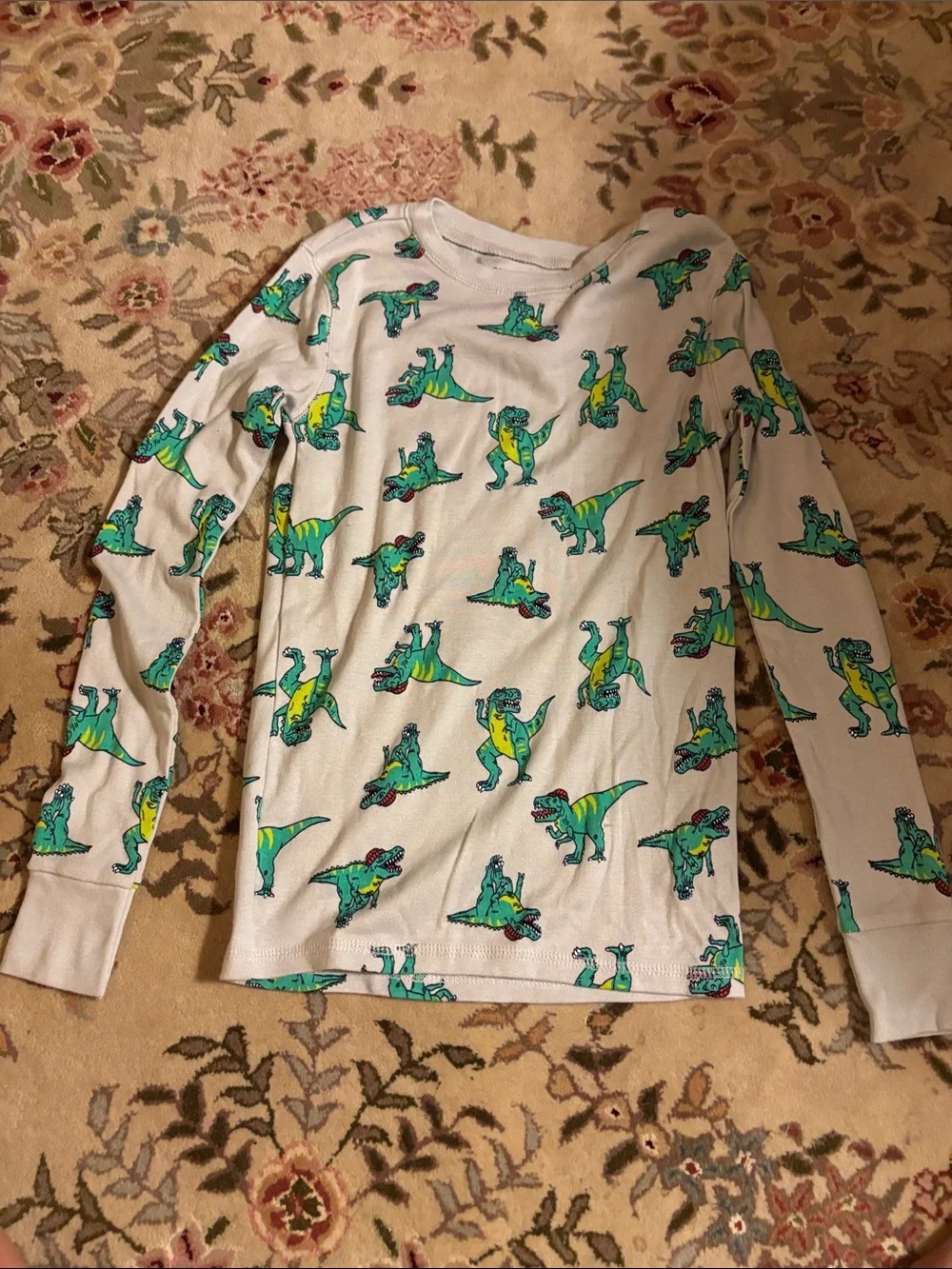 Old Navy White Pajama Set with Green Dino Print